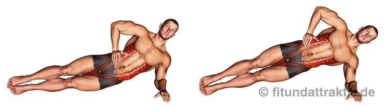 Bauchmuskeltraining für Anfänger: Bild von der Übung seitliches Hüftheben.