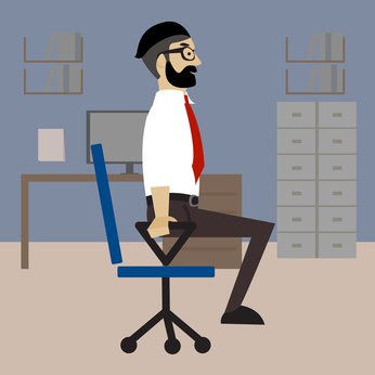 Effektive Bauchübungen im Büro: Foto von der Übung Beinheben auf dem Stuhl für Fortgeschrittene.