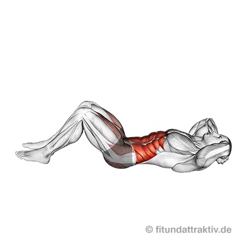 Schräge Bauchmuskeln trainieren: GIF von der Übung seitliche Crunches.