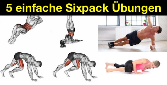 Sixpack Tipp: Foto von fünf einfachen Sixpack Übungen für zuhause.