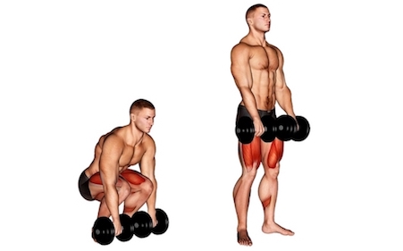Rückenstrecker Übungen: Foto von der Übung Kreuzheben mit Kurzhanteln.