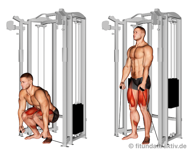 Bild von der Kreuzheben Technik am Kabelzug.