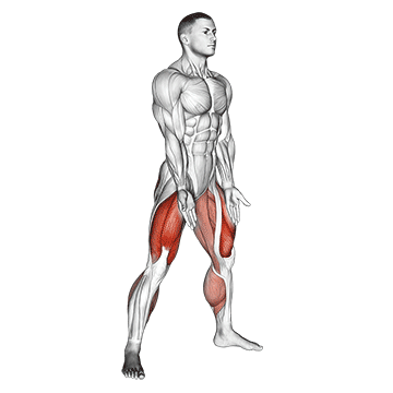 Kniebeugen Muskelgruppen: GIF von der Übung Sumo Kniebeuge ohne Gewicht.