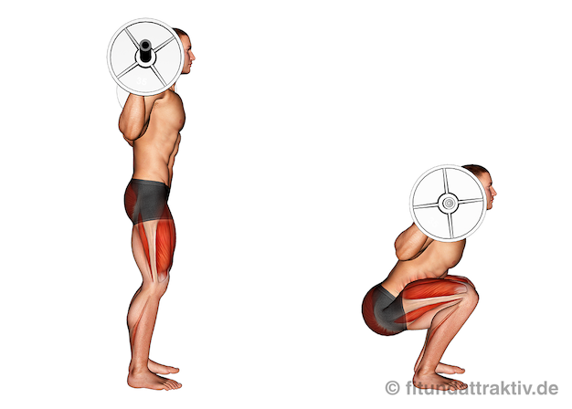 Kniebeugen Muskeln: Bild von der Übung Langhantel Kniebeuge.