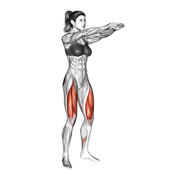 Oberschenkelmuskulatur trainieren zu Hause: GIF von der Übung Kniebeuge ohne Gewicht.