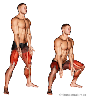 Was ist Freeletics: Bild von der Übung breite Kniebeuge.