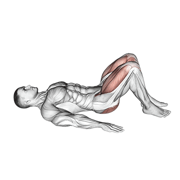 Rückenübungen Muskelaufbau ohne Geräte: GIF von der Übung Beckenheben für Anfänger.