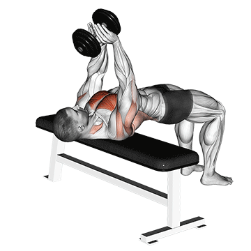 Brustmuskeln trainieren mit Hanteln: GIF von der Übung Kurzhantel Überzüge.