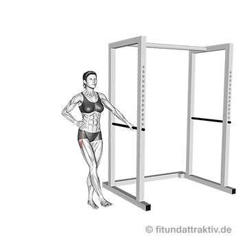 Bauch Beine Po Übungen zum Abnehmen: GIF von der Übung Beinheben zur Seite.