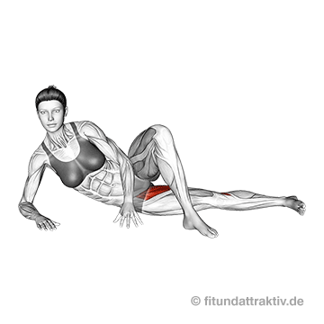 Beine trainieren zuhause Frau: GIF von der Übung Beinheben nach innen.