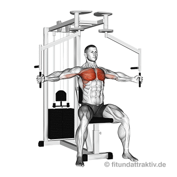 Brustübungen Gym: GIF von der Übung Butterfly Maschine senkrechter Griff.