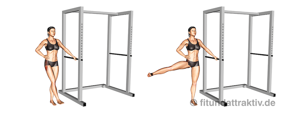 Bauch Beine Po Übungen ab 50: Bild von der Übung seitliches Beinheben.