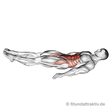 Untere Bauchmuskeln trainieren zuhause: GIF von der Übung Knieheben liegend.
