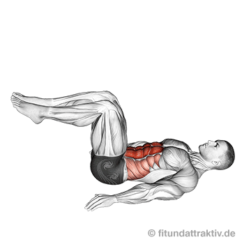 Untere Bauchmuskeln trainieren zuhause: GIF von der Übung Reverse Crunches.