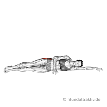 Beintraining Frauen ohne Geräte: GIF von der Übung Beinheben seitlich.