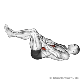 Übungen für den Bauch zum Abnehmen: GIF von der Übung Bauch Knie wegdrücken.