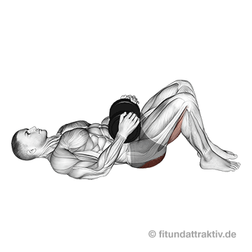 Beste Rückenübungen zu Hause: GIF von der Übung Beckenheben mit Gewicht.
