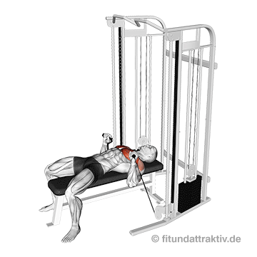 Brust Kabelzug Training: GIF von der Übung Bankdrücken am Kabelzug.