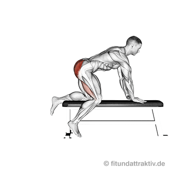 Gluteus maximus trainieren zuhause: GIF von der Übung gestrecktes Beinheben.