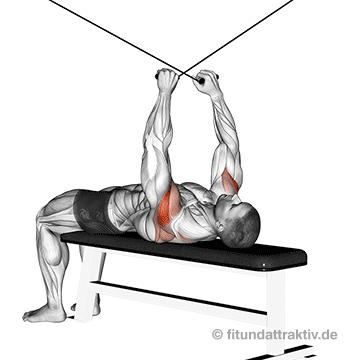 Hintere Schulter trainieren Butterfly Reverse: GIF von der Übung Butterfly Reverse Kabelzug liegend.
