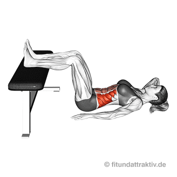 Schräge Bauchmuskeln Übungen Frauen: GIF von der Übung seitliche Crunches zum Knie.