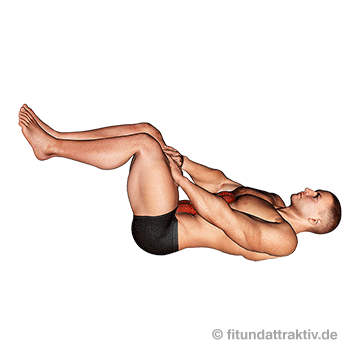 Übungen unterer Bauch ohne Geräte: GIF von der Übung Knie drücken.